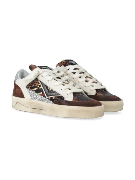 Sneakersy 4b12 skórzane brązowe
