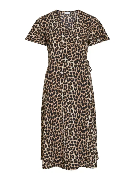 VILA Rochie VILovie nisipiu / maro coniac negru