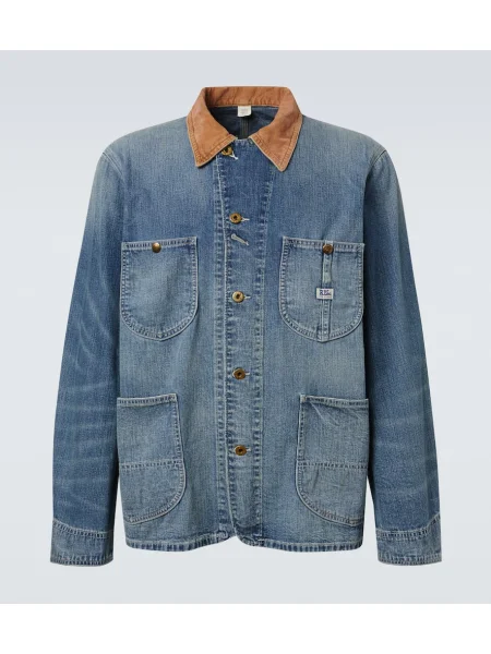 Дънково яке Rrl от рипсено кадифе синьо