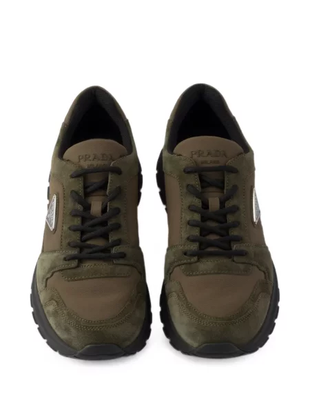 Sneakerși Prada din piele de căprioară verde