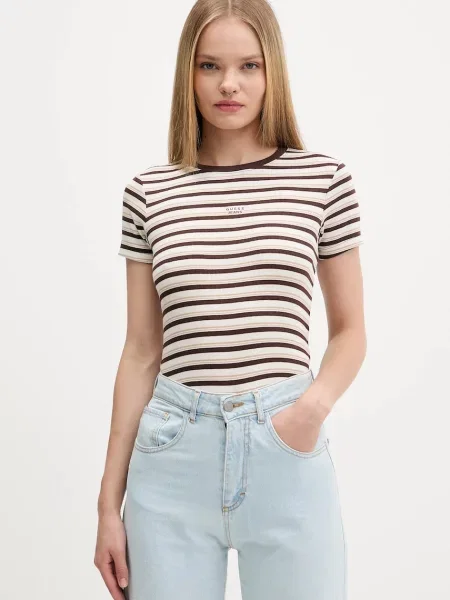 Тениска Guess Jeans дамска бежово