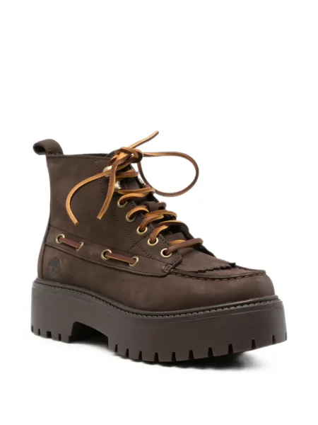 Боти Timberland с връзки на платформе с дантела кафяво