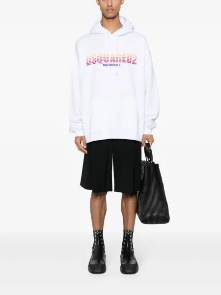 Hanorac cu glugă Dsquared2 cu imagine alb