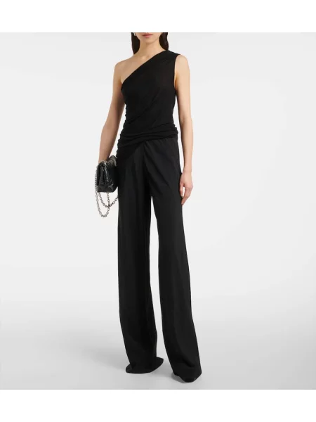 Top Rick Owens drapat cu un umăr gol alb