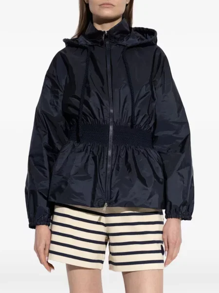 Geacă Moncler cu glugă albastru