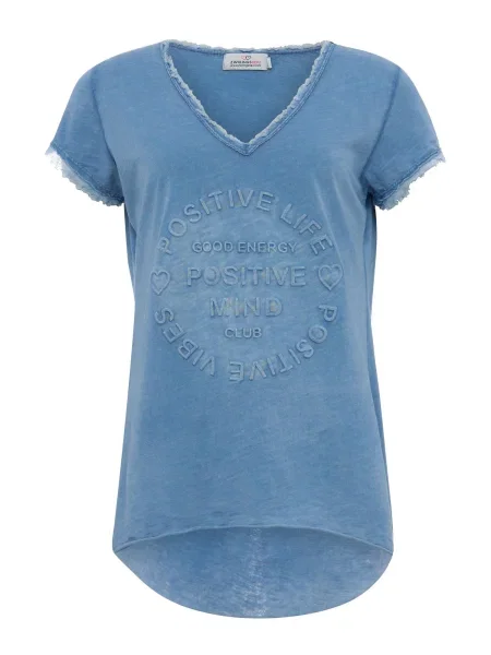 Zwillingsherz Tricou Positive Mind denim albastru