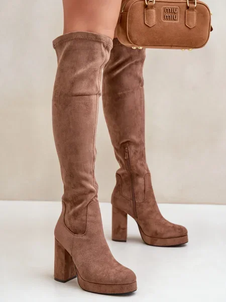 Škornji Fs1 iz semiša s platformo bež