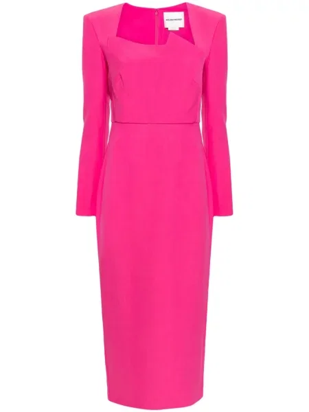 Rochie maxi Roland Mouret din crep până la genunchi de costum roz