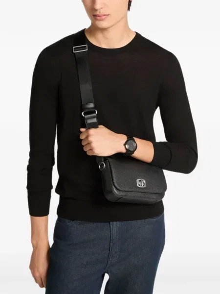 Kožená crossbody taška Michael Kors černá