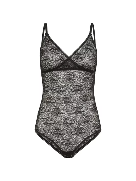Body Momoni din dantelă negru