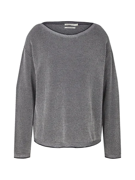 TOM TAILOR Pulover albastru noapte / negru alb