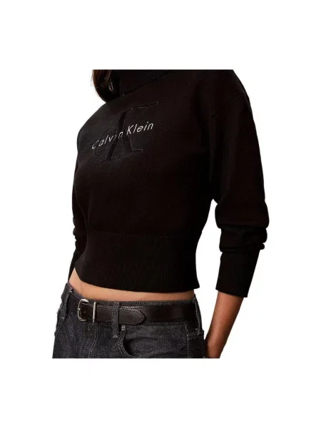 Pulover Calvin Klein Jeans cu guler înalt negru