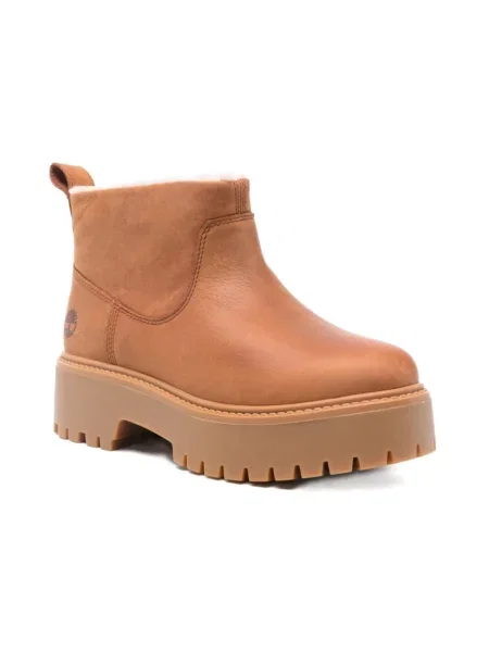 Botki Timberland skórzane na platformie brązowe