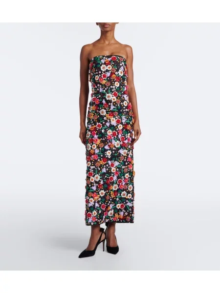 Sukienka koktajlowa Carolina Herrera w kwiatki z organzy
