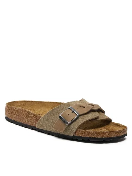 Șlapi Birkenstock din piele maro