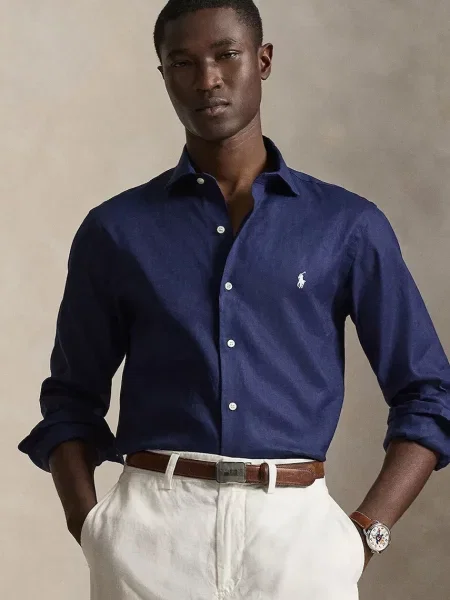 Polo Ralph Lauren koszula z lnem granatowa