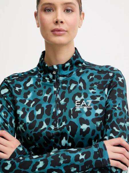 Свитер Ea7 Emporio Armani с принтом бирюзовый