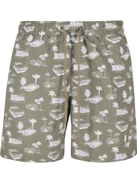 Urban Classics Plavecké šortky olivová bílá