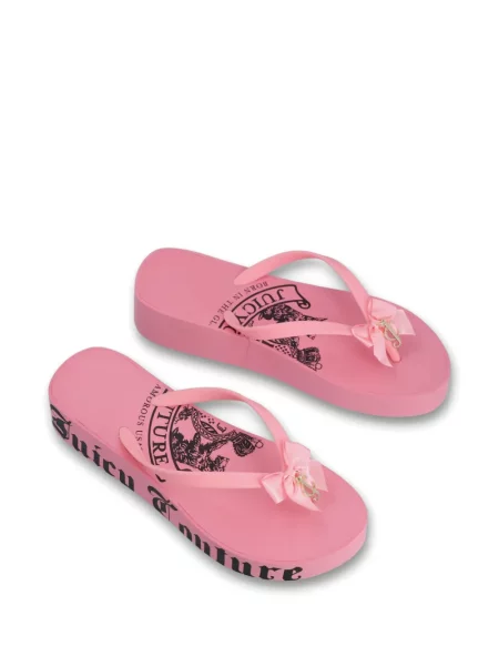 Șlapi Juicy Couture cu funde cu pană roz