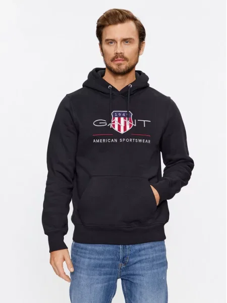 Bluza z kapturem Gant z kapturem czarna