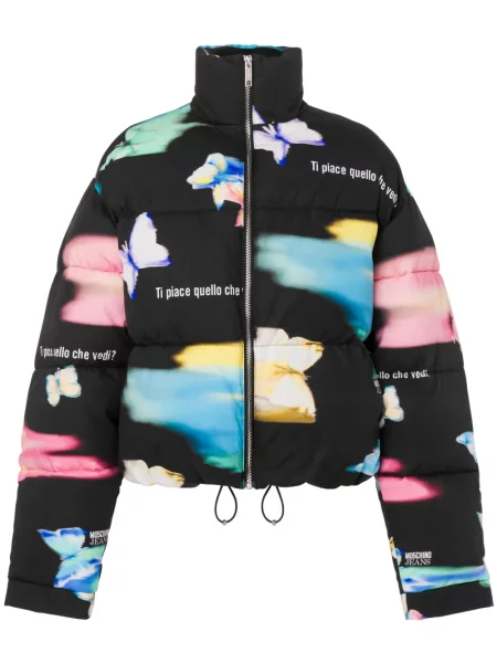 Kurtka jeansowa Moschino Jeans z nadrukiem czarna