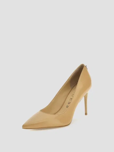 Шкіряні туфлі Guess бежеві
