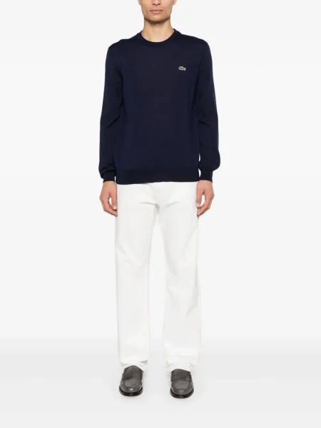 Pulover Lacoste cu broderie albastru