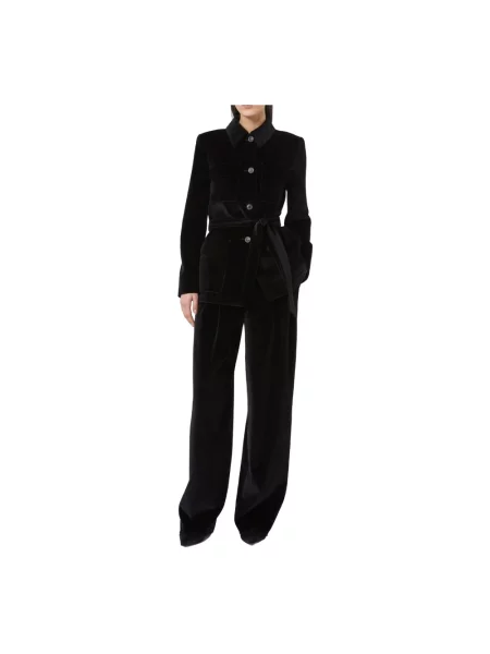 Aksamitne spodnie Max Mara Studio czarne