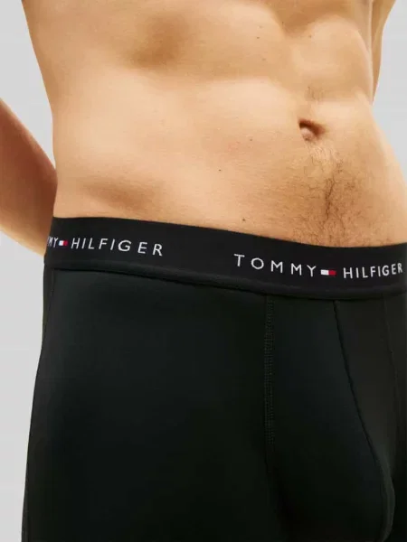 Obcisłe bokserki z elastycznym pasem z logo w zestawie 3 szt. Tommy Hilfiger czarne