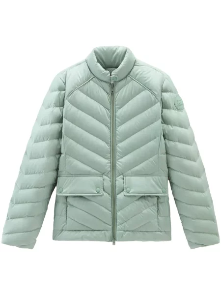 Matlasat geacă cu puf Woolrich cu aplicații verde