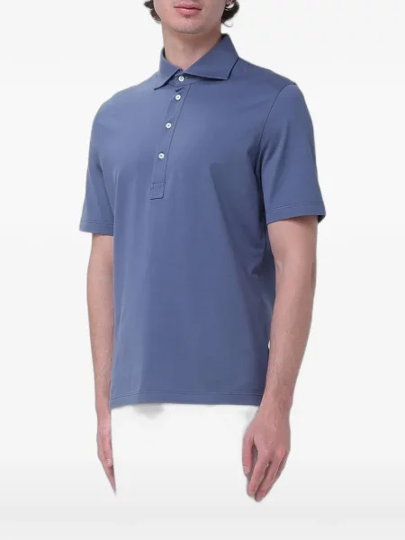 Tricou polo Brunello Cucinelli din jerseu albastru