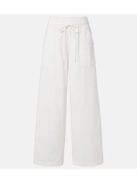 Pantaloni Vince din poplin alb