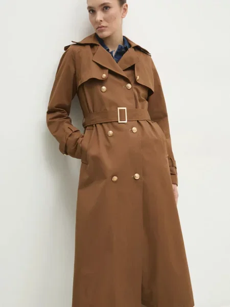 Шлифер Answear Lab дамски преходен модел кафяво