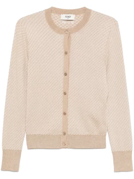 Cardigan Fendi din jacard maro