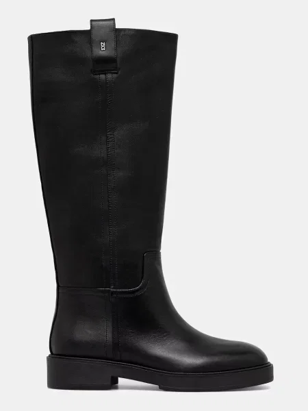 Шкіряні чоботи Nokwol Jose Black Leather на плоскому підборі Jose Black Leather чорний