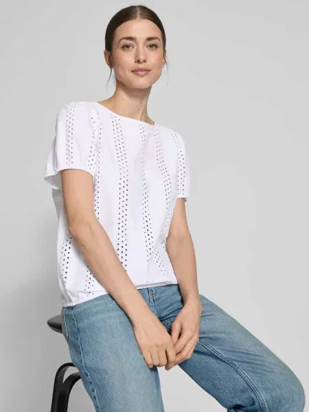 T-shirt z okrągłym dekoltem model ‘Assaria’ Mustang biała