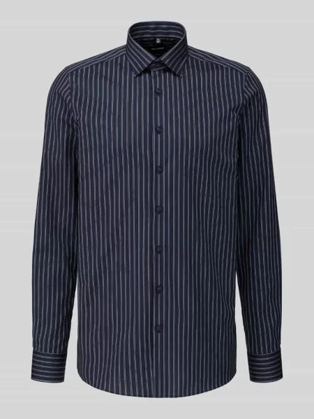 Body Koszula biznesowa o kroju slim fit z mieszanki bawełny Olymp Level 5 granatowa