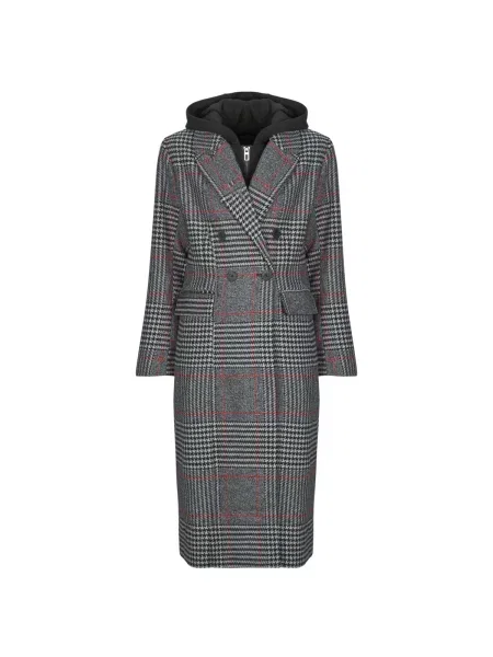 Plašč Desigual s karirastim vzorcem siva