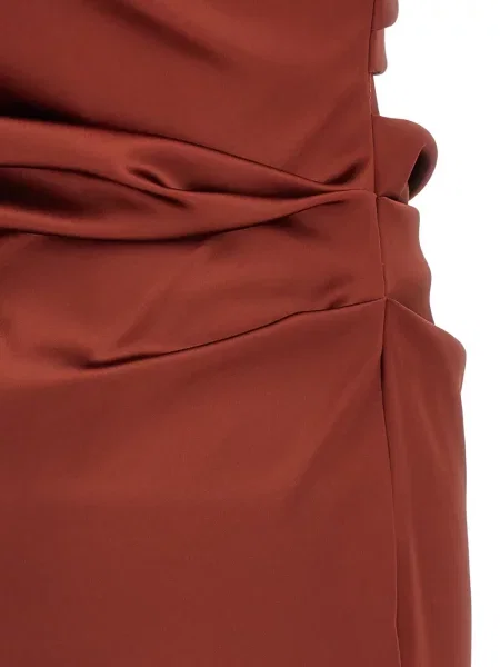 Σατέν μακρύς φόρεμα Max Mara καφέ