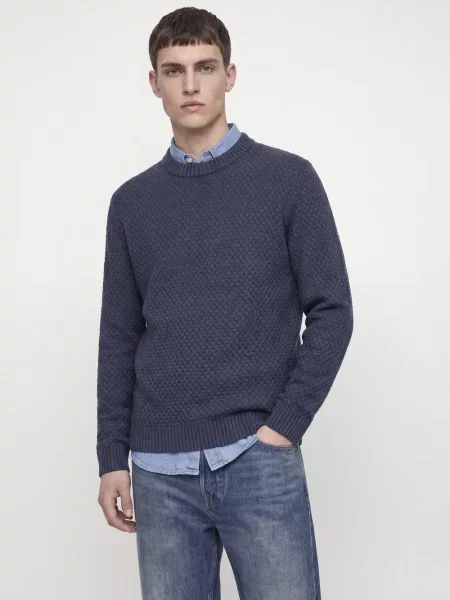 Jack & Jones sweter z dzianiny Mężczyźni S niebieski
