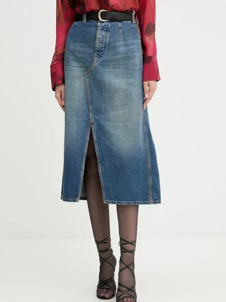 Victoria Beckham fustă jeans midi drept albastru