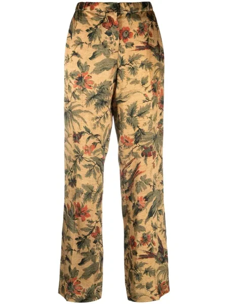 Pantaloni F.r.s For Restless Sleepers cu model floral cu imagine galben
