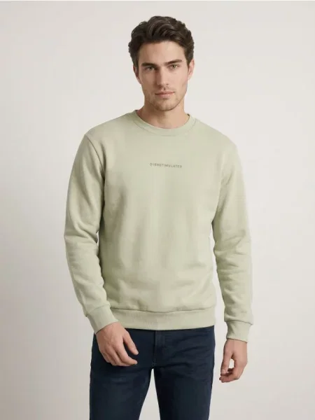 Sinsay Crewneck mikina s nápisem zelená