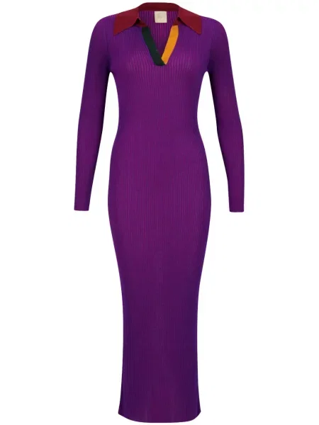 Rochie maxi Paula tricotate lungă de costum violet