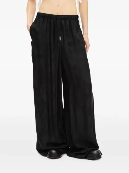 Pantaloni Ann Demeulemeester din satin cu model paisley negru