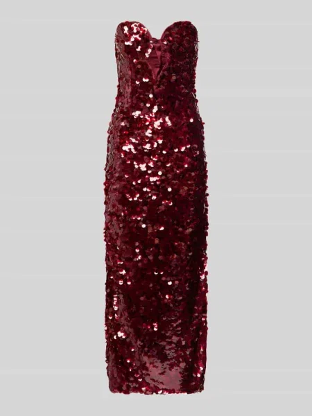 Sukienka koktajlowa z cekinami model ‘BRAYA’ Bardot bordowa