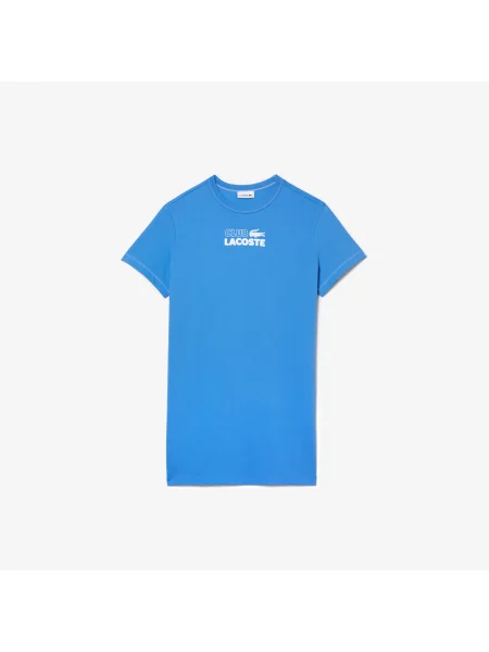 Lacoste Sukienka-Koszula Z Nadrukiem Z Bawełny Organicznej niebieska
