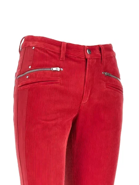 Pantaloni Isabel Marant de catifea cord roșu