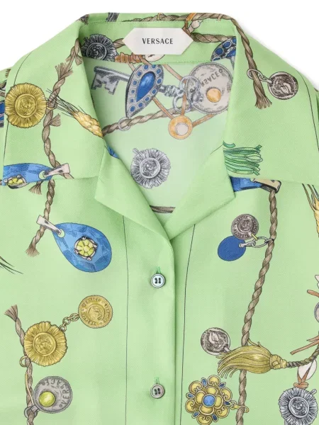 Cămașă Versace de mătase verde