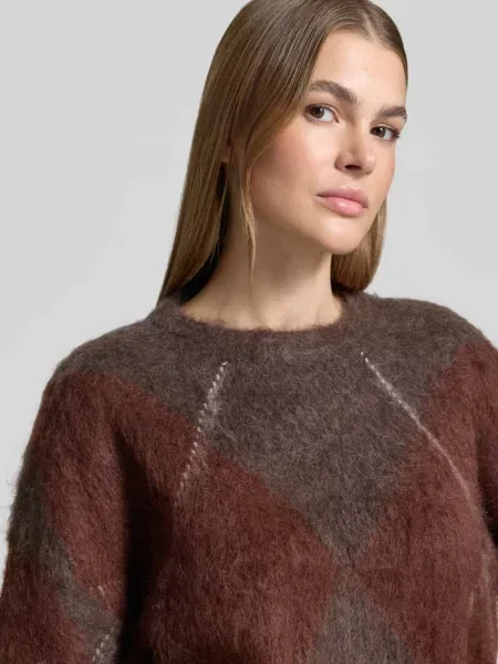 Sweter z dzianiny we wzór na całej powierzchni z okrągłym dekoltem Y.a.s